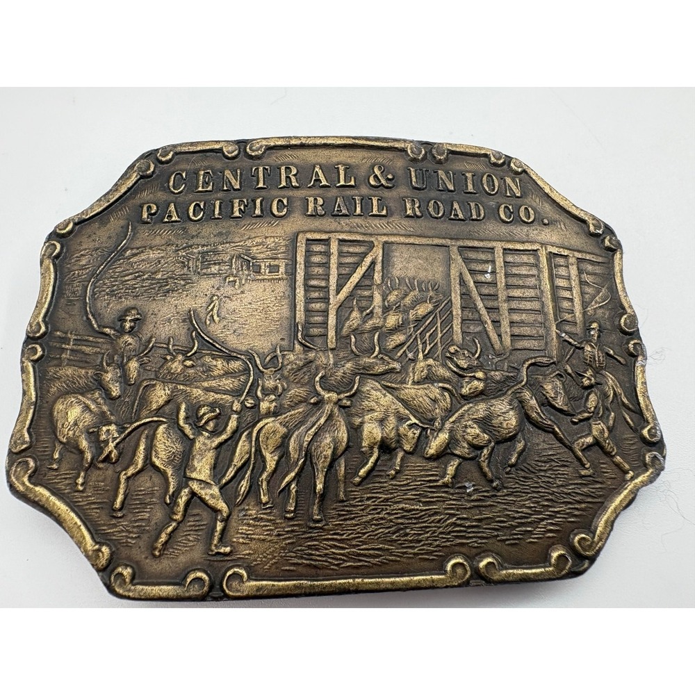 Vintage Central & Union Pacific Railroad Co. Commemorative Belt Buckle – 1976